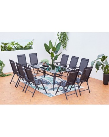 Table de jardin et 10 chaises en aluminium