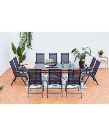 Table de jardin et 10 chaises en aluminium