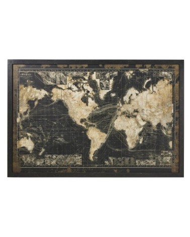 Tableau lumineux carte du monde noire, 180x120 cm