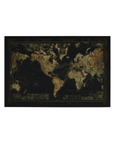 Tableau lumineux carte du monde noire, 180x120 cm