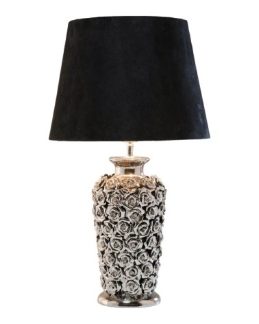 Lampe en céramique chromée et abat-jour noir