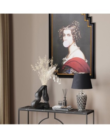 Lampe en céramique chromée et abat-jour noir