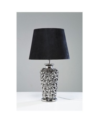 Lampe en céramique chromée et abat-jour noir