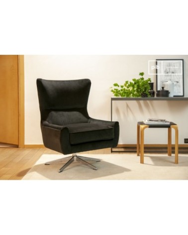 Fauteuil rotatif en velours anthracite