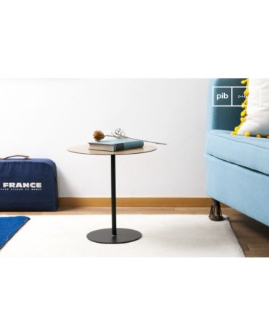 Petite table d'appoint en métal et bois marron