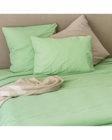 Taie d'oreiller en coton lavé aqua 70 x 50