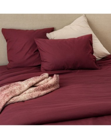 Taie d'oreiller en coton lavé griotte 70 x 50