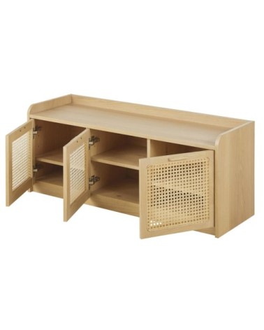 Banc 3 portes et cannage en rotin L120
