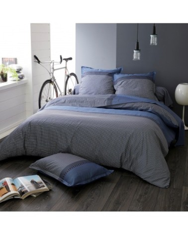 Taie d'oreiller en satin de coton coton bleu gris 65 x 65