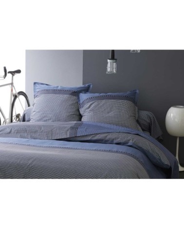 Taie de traversin en satin de coton coton bleu gris 140 x 86