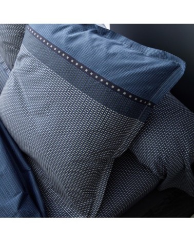 Taie de traversin en satin de coton coton bleu gris 140 x 86