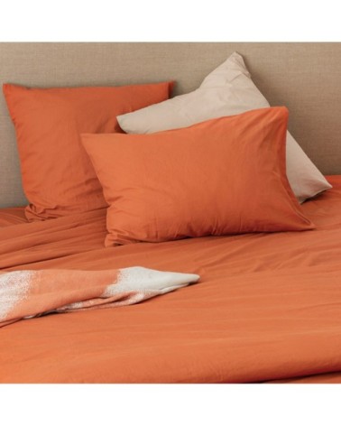 Taie d'oreiller en coton lavé gingembre 65 x 65