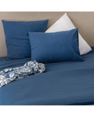 Taie d'oreiller en coton lavé minuit 70 x 50