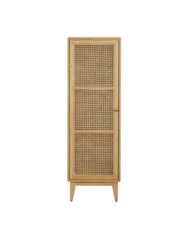 Cabinet de rangement 1 porte et rotin tressé