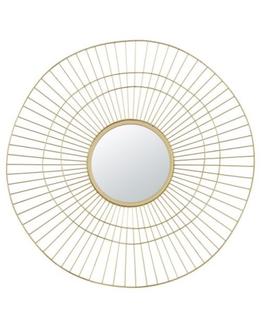 Miroir rond en métal filaire doré D100