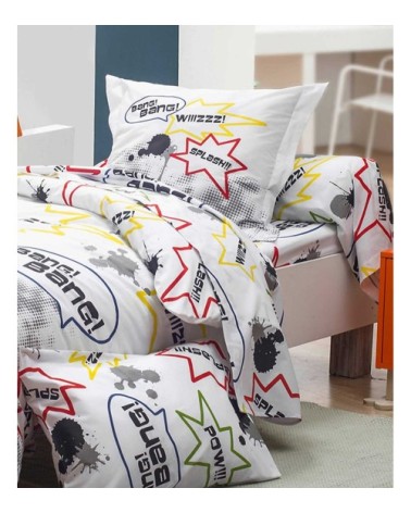 Taie de traversin imprimée bd" coton multicolore 140 x 86"