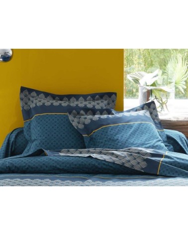 Taie d'oreiller  art déco" coton bleu 65 x 65"