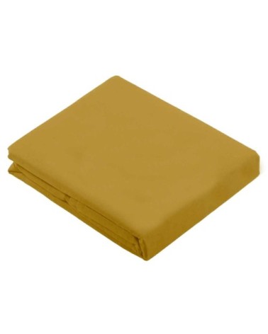Drap plat uni en 100 % coton coton moutarde 310 x 240