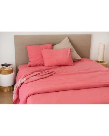 Drap plat en coton lavé coton sorbet 290 x 180