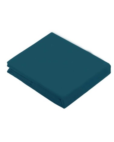 Drap plat uni en 100 % coton coton bleu paon 310 x 240