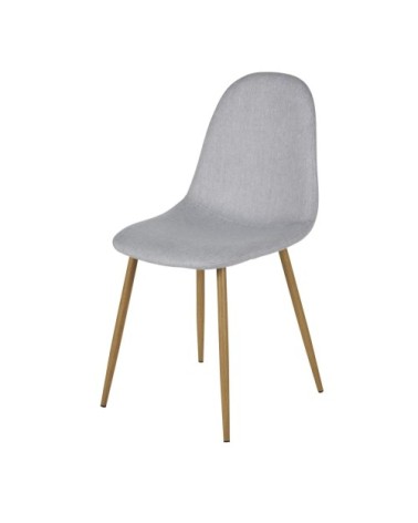 Chaise en tissu recyclé gris clair et pieds en acier imitation chêne