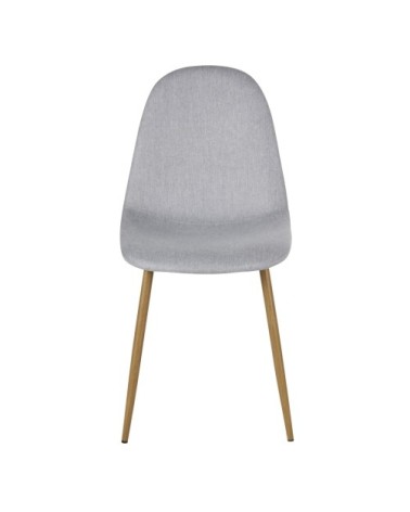Chaise en tissu recyclé gris clair et pieds en acier imitation chêne