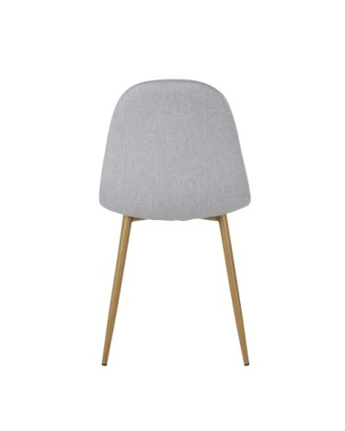 Chaise en tissu recyclé gris clair et pieds en acier imitation chêne