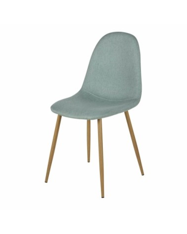 Chaise en tissu recyclé vert d'eau et pieds en acier imitation chêne