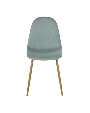Chaise en tissu recyclé vert d'eau et pieds en acier imitation chêne