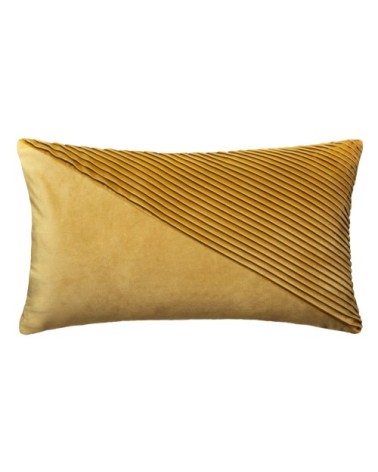 Coussin en velours déhoussable avec plis ocre 50 x 30