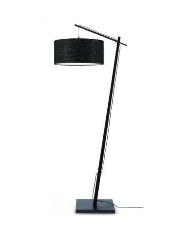 Lampadaire en bambou noir/lin H176cm