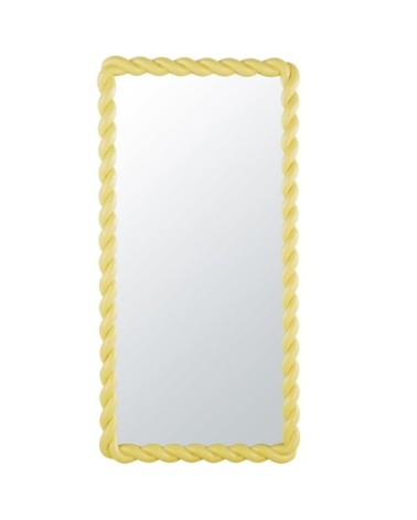 Grand miroir rectangulaire torsadé jaune 80x160