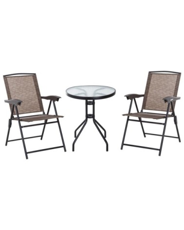 Ensemble de jardin 2 chaises inclinables pliables table ronde choco