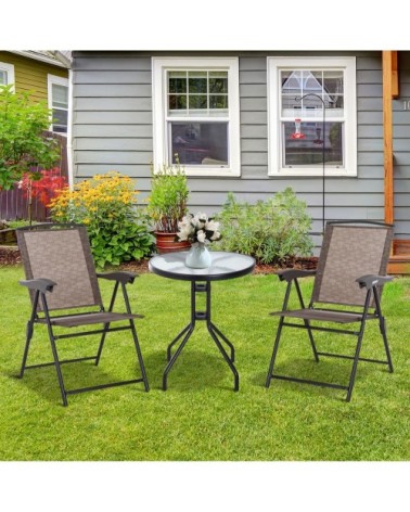 Ensemble de jardin 2 chaises inclinables pliables table ronde choco