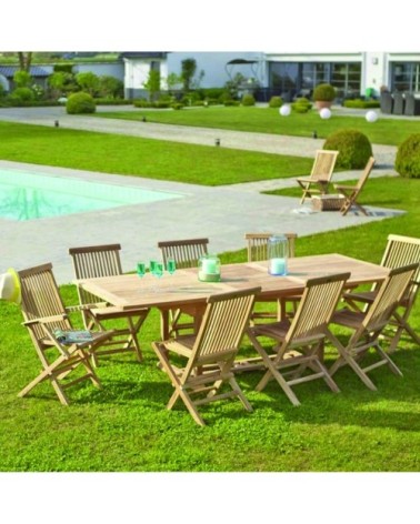 Table de jardin en teck massif extensible 8/10 pers.