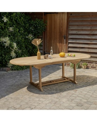 Table de jardin en teck massif extensible ovale 8/10 pers.