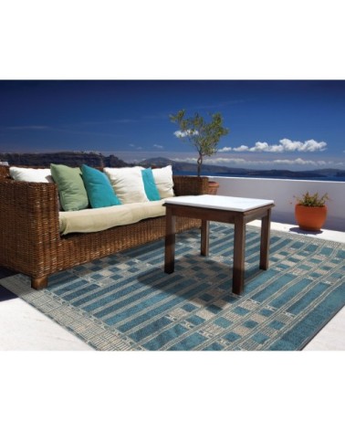 Tapis d'extérieur tissé plat - Bleu 80x165 cm