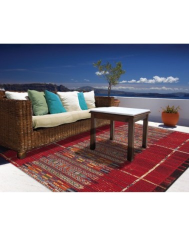 Tapis d'extérieur tissé plat - rouge foncé 60x100 cm