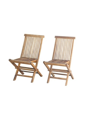 Chaise de jardin en teck huilé massif pliante (lot de 2)