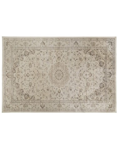 Grand tapis style oriental tissé jacquard beige et gris 200x300