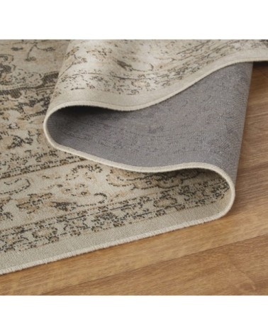 Grand tapis style oriental tissé jacquard beige et gris 200x300