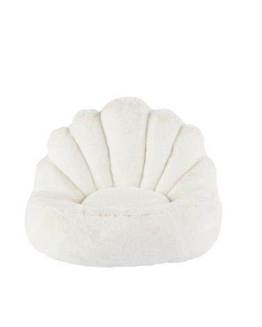 Pouf enfant coquille imitation fourrure écrue