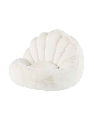 Pouf enfant coquille imitation fourrure écrue