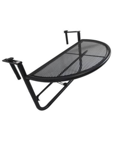 Table demi lune suspendue pour balcon métal noir