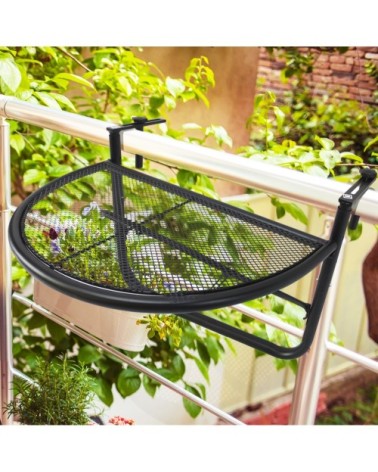 Table demi lune suspendue pour balcon métal noir