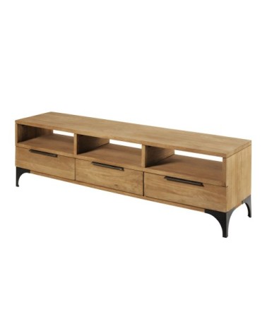 Meuble TV 3 portes en manguier massif et acacia