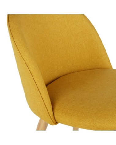 Chaise vintage en tissu recyclé ocre et acier imitation chêne