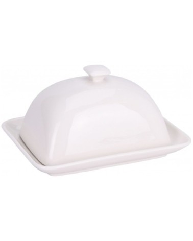 Beurrier en porcelaine blanche