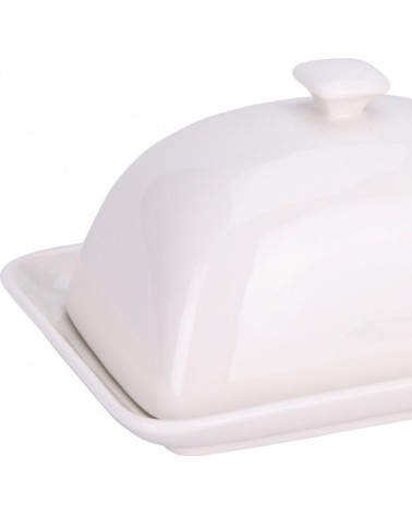 Beurrier en porcelaine blanche