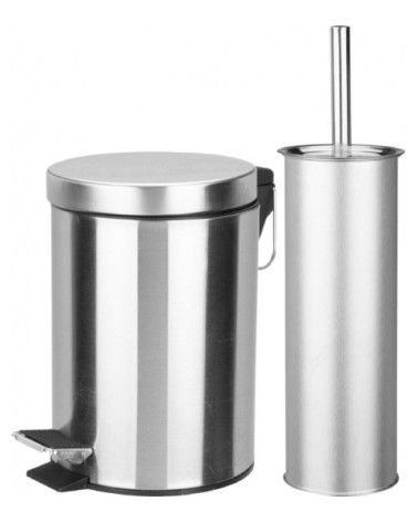 Poubelle de salle de bain 3L + brosse WC métal